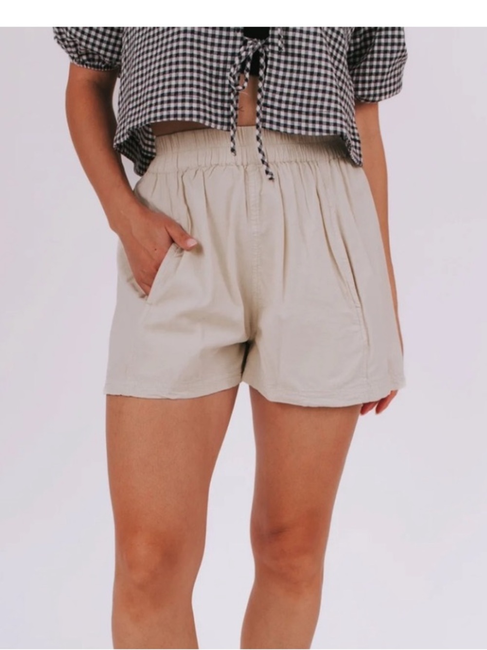 Free People Get Free Poplin Pull-On Shorts Elastic Waist XS